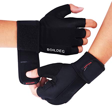 boildeg Weight Lifting Gloves,Workout Gloves Wrist Wraps Support Breathable & Non-Slip Full Palm Protection & Extra Grip for Pull Ups,Cross Training,Cycling,Bodybuilding,Fitness,Suits Men & Women