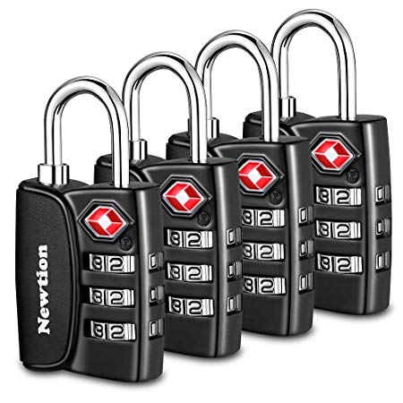 Newtion TSA Approved Luggage Locks,Open Alert Indicator,3 Digit Combination Padlock Codes with Alloy Body for Travel Bag