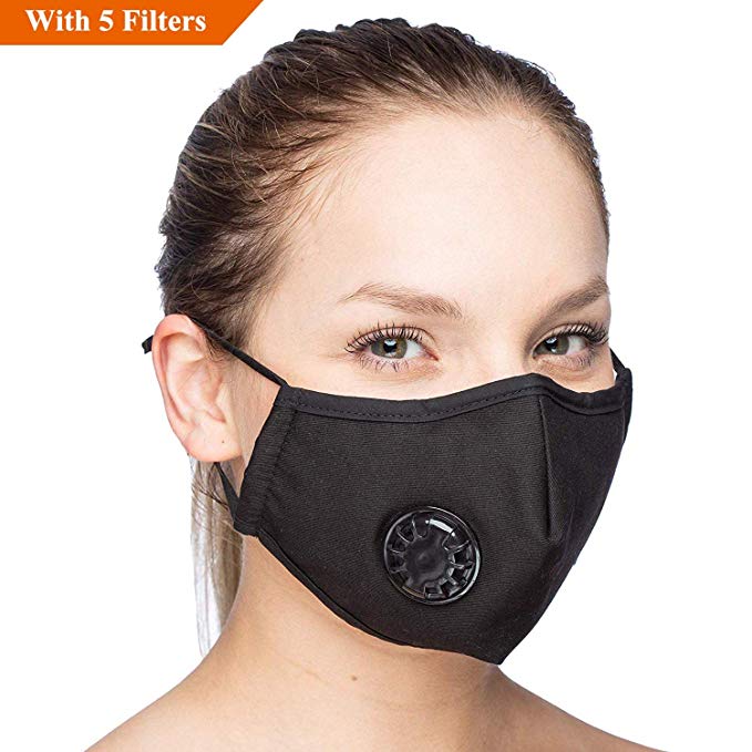 heartybay N99 Dust Mask - Washable Cotton Respirator Mouth Masks Activated Carbon Filtration Multi-Layer Protection from Pollution Pollen Allergy PM2.5 Face Mask for Men Women Kids with 5 Filter