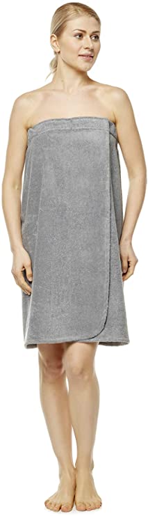 Arus Women's GOTS Certified Organic 100% Turkish Terry Cotton Adjustable Closure Bath Wrap