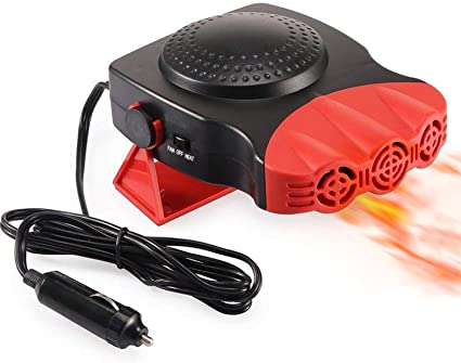 Portable Car Heater, Automobile Windscreen Fan 2 in 1 Fast Heating/Cooling Function for Quickly Defrost Defogger Demister Vehicle Heater, 12V 150W with 3-Outlet Plug in Cigarette Lighter (Red)