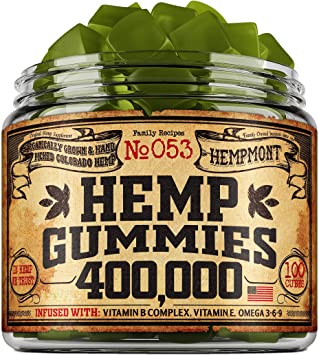 Hemp Gummies 400,000 - Premium Hemp Gummy Bears for Stress & Anxiety Relief - Made in USA - Hemp Extract Natural Calm Gummies - Efficient with Inflammation, Stress & Sleep Issues - Omega 3 Gummies