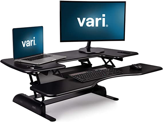 VariDesk Pro Plus 48 – Height Adjustable Standing Desk Converter – Stand Up Desk for Dual Monitors – (Black)