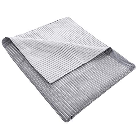 NTBAY Baby Muslin Natural Cotton Blanket, 30 x 40 Inches, Grey Striped