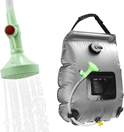 KIPIDA Solar Shower Bag,5 gallons/20L Solar Heating Camping Shower Bag with Removable Hose and On-Off Switchable Shower Head for Camping Beach Swimming Outdoor Traveling Hiking