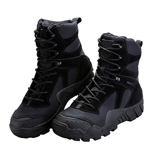 FREE SOLDIER Men's Tactical Boot All Terrain Suede Leather Shoes Outdoor Hiking Military Boots