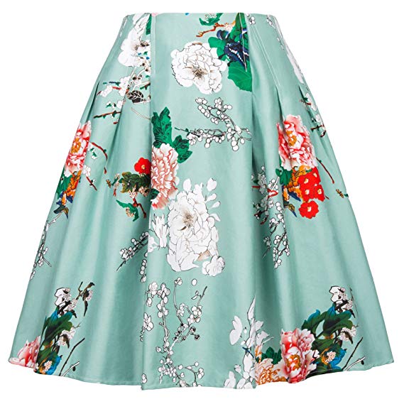 Grace Karin Women Vintage Pleated A Line Flare Skirt with Pockets CL8925