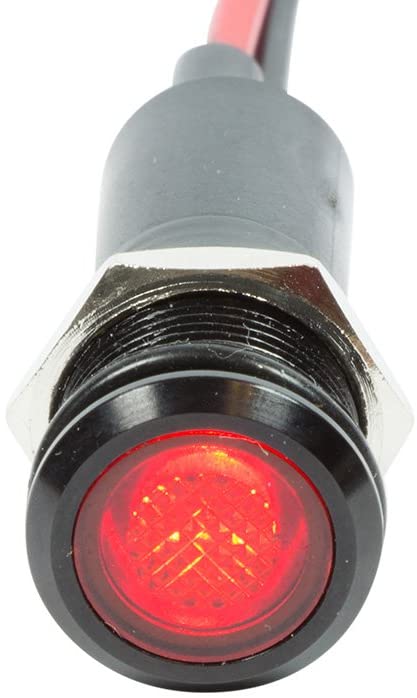 Alpinetech PLB12M 12mm 1/2" 24V AC/DC LED Metal Signal Indicator Pilot Dash Light with Black Bezel (Red)