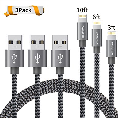 Lightning cable,iPhone charging cable,Nylon Braided Cord Charger for iPhone 7/7 Plus/6/6 Plus/6s/6s Plus/5/5s/5c/SE