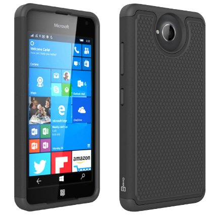 Lumia 650 Case CoverON HexaGuard Series Slim Hybrid Hard Phone Cover Case for Microsoft Lumia 650 - Black and Black