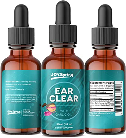 Garlic Ear Oil Drops - Ear Infection Drops for Kids - Herbal Formula Helps Ear Aches, Swimmers Ear, Ear Wax Removal