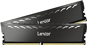 Lexar 16GB (2x8GB) THOR DDR4 RAM 3200MT/s CL16 1.35V Desktop Memory with Heatsink, Intel XMP 2.0, Black (LD4U08G32C16LG-RUD)