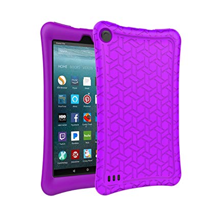 AVAWO Silicone Case for Amazon Fire 7 Tablet with Alexa (7th & 9th Generation, 2017 & 2019 Release - Anti Slip Shockproof Light Weight Protective Cover, Purple