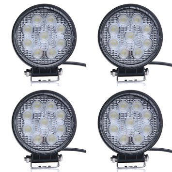 ANNT 27w Led Work Light Flood Beam Offroad Lamp Truck 12v 24v 4wd boat camping 4 Pack 27W Round Flood Light