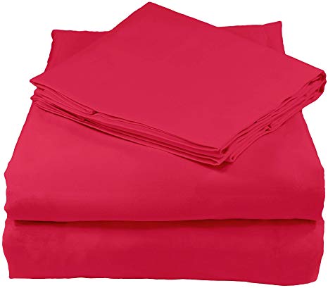 Whisper Organics 100% Organic Cotton Bed Sheet Set, 200 Thread Count, Soft Percale - GOTS Certified (Queen, Raspberry)