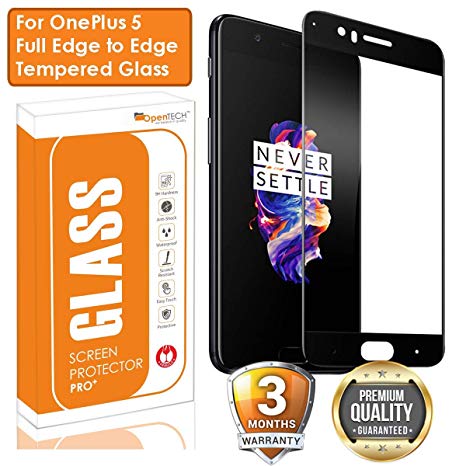 OpenTech® Edge to Edge Tempered Glass Screen Protector for OnePlus 5 with Installation kit