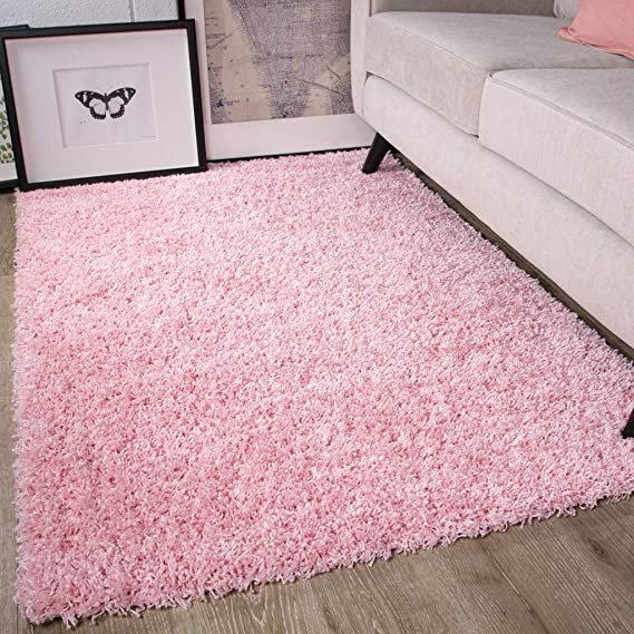 Ontario Baby Pink Soft Warm Thick Shaggy Shag Fluffy Living Room Area Rug