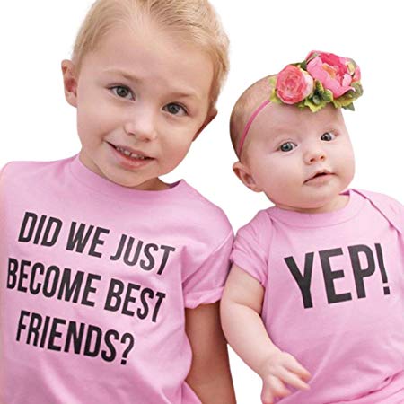 FEITONG Toddler Kids Newborn Infant Baby Girls Letter Sister Matching Clothes T shirt Tops/Jumpsuit Romper Outfits