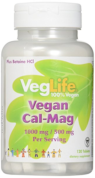VegLife Vegan Cal-Mag Vegan Tablet, 1000 mg, 120 Count