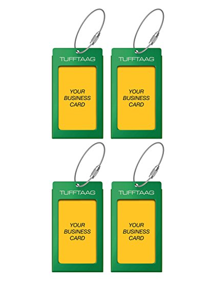 Luggage Tags Business Card Holder TUFFTAAG Travel ID Bag Tag in Many Color Options