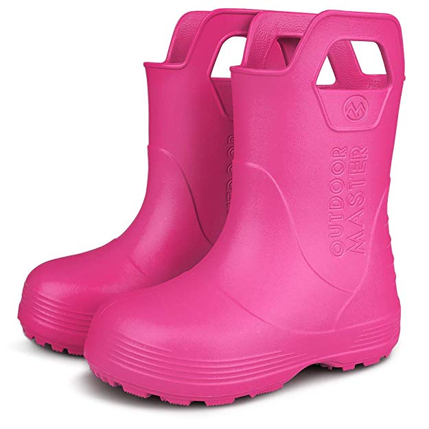 OutdoorMaster Kids Toddler Rain Boots, Lightweight, Easy to Clean for Boys Girls