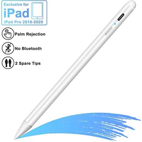 Mixoo Upgraded Stylus Pen for iPad with Palm Rejection - Fine Tip Styli iPad Pen Fit for iPad Pro 11/12.9/iPad 6/7th Gen/Air 3rd Gen/Mini 5th Gen Type-C Rechargeable Digital Pencil, White