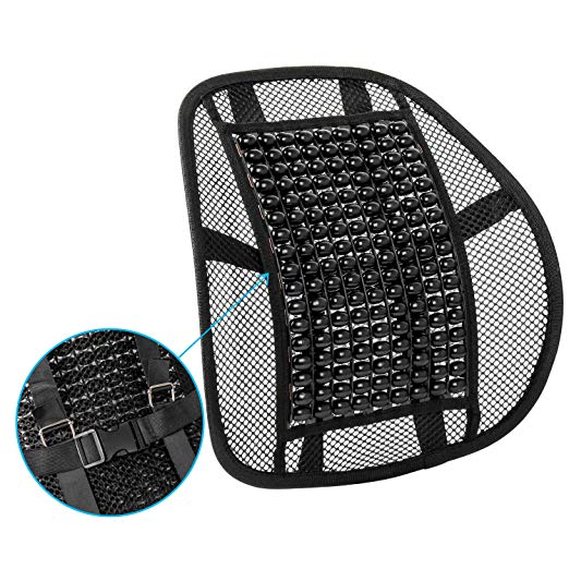 ACVCY Mesh Back Support for Office Chair or Car Seat,Breathable Comfortable Lumbar Support Cushion with Adjustable Strap for All Types Car Seats Office Chair 13.6" x 17"