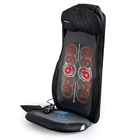 Belmint Customizable Shiatsu Neck & Back Massage Cushion – Delivers Pinpoint Massage with Deep Kneading, Rolling, Vibrating & Heat Functions – Car Adapter Included