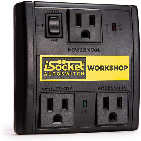 i-Socket Workshop Automated Vacuum Switch - Inrush Current Limiter - Power Tool Activated Sensor and Automatic Shutoff- Workshop Safety Device - for Contractors and Woodworkers