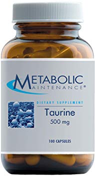 Metabolic Maintenance Taurine - Pure 500 Milligrams No Fillers, Supplement for Brain Support (100 Capsules)