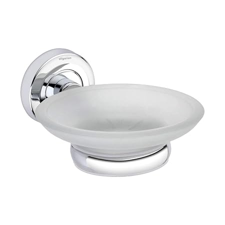 aligarian Stainless Steel and Glass Bathroom Wall Mounted Soap Dish with SS Holder