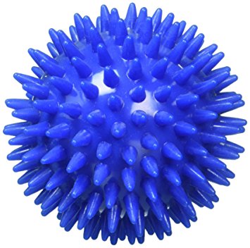 Body Back Company's Porcupine Spiky Massage Therapy Ball with Reflexology Card - for Plantar Fasciitis Treatment, Trigger Point Therapy on Feet, Hands & Body - Blue