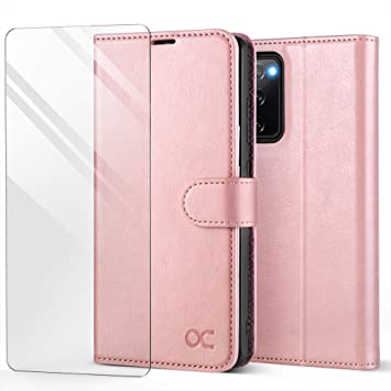 OCASE Compatible with Samsung Galaxy S20 FE 5G Case with Card Holders, PU Leather Flip Wallet Case [TPU Inner Case][Stand][Tempered Glass Screen Protector] Protective Phone Cover 6.5 Inch (Pink)