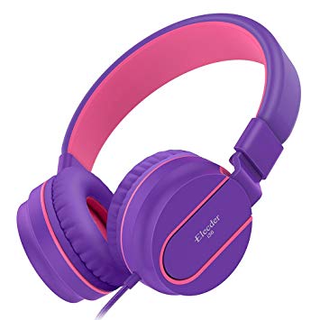 Elecder i36 Kids Headphones for Children, Girls, Boys, Teens, Adults, Foldable Adjustable On Ear Headphones with 3.5mm Jack for iPad Cellphones Computer MP3/4 Kindle Airplane School Tablet, Purple
