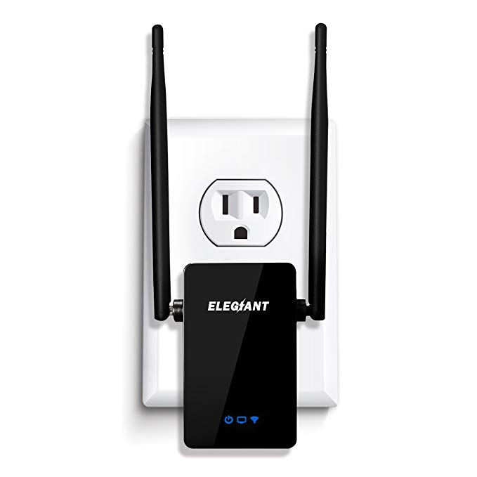 WiFi Range Extender, ELEGIANT 300Mbps Wireless WiFi Repeater Signal Amplifier Booster Supports Router Mode/Repeater/ Access Point, with High Gain Dual External Antennas and 360 degree WiFi Coverage