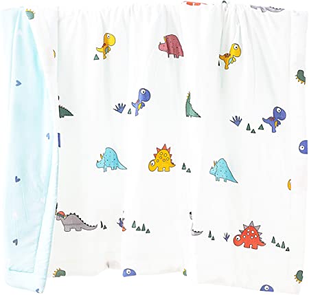 J-pinno Boys Girls Dinosaur Quilt Blanket Bed Comforter Coverlet Muslin Cotton Throw Blanket Toddler School Nap Travel (Dinosaur 2, Twin 59" X 78")