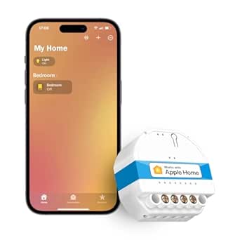 Meross Interrupteur Connecté (FIL NEUTRE REQUIS), Interrupteur Module WiFi Compatible avec HomeKit, Alexa et Google Home, Commutateur avec Commande Vocale, Contrôle à Distance et Fonction de Temps