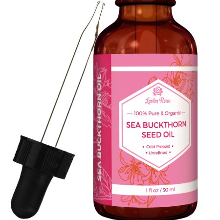 #1 TRUSTED Leven Rose Organic Sea Buckthorn Seed Oil - 100% Pure Cold Pressed & Unrefined - 1 oz for Added UV Protection, Anti-aging & Acne Relief