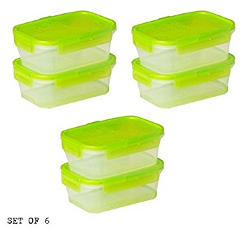 Snapware 6-Pack Airtight 2-Cup Rectangle Containers, Plastic With Green Lid