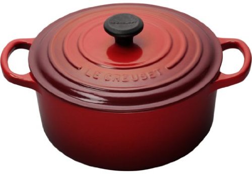 Le Creuset Signature Enameled Cast-Iron 13-1/4-Quart Round French (Dutch) Oven, Cerise (Cherry Red)