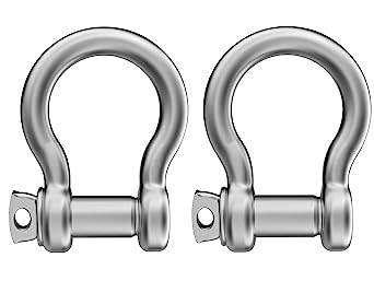 2 Pcs 10mm Screw Pin Anchor Shackle 3/8 Inch 304 Stainless Steel Shackle for Rigging, Chains Wirerope Lifting.