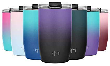 Simple Modern 12oz Voyager Travel Mug Tumbler w/Clear Flip Lid & Straw - Coffee Cup Kids Vacuum Insulated Flask 18/8 Stainless Steel Hydro Ombre: Violet Sky