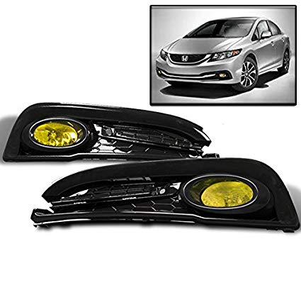ZMAUTOPARTS 15 Honda Civic Sedan 4Dr Bumper Driving Fog Lights Lamp Yellow W/Bulb Switch