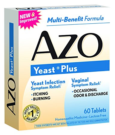 AZO Yeast Plus Dual Relief Homeopathic Medicine | Yeast Infection Symptom Relief: Itching & Burning | Vaginal Symptom Relief: Occasional Odor & Discharge | #1 Most Trusted Brand | 60 Tablets