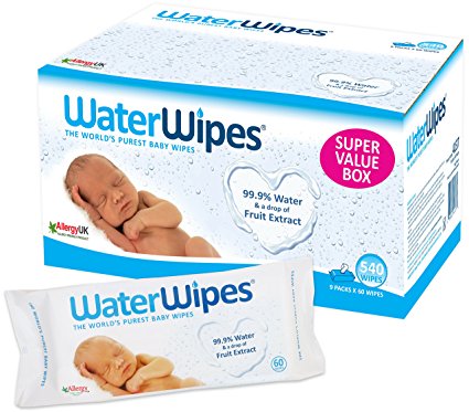 WaterWipes Sensitive Baby Wipes, 9 Packs x 60 Wipes (540 Wipes)