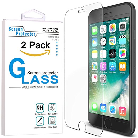 iPhone 7 Plus Screen Protector - KATIN [2-Pack] Apple iPhone 7 Plus , iPhone 6S Plus , iphone 6 Plus Premium Tempered Glass 9H Hardness , 3D Touch Compatible , Lifetime Replacement Warranty