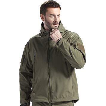 Free soldier Men's Tactical Military Softshell Jacket Fleece Hunting Jacket with Hood