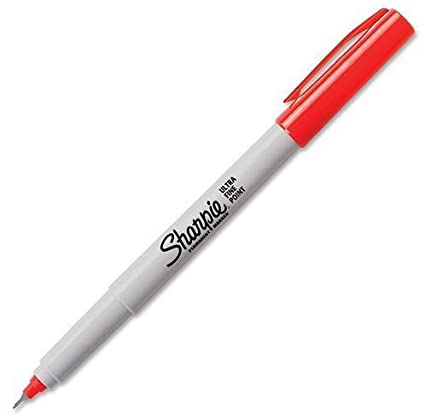 37122 Sharpie Pen Style Permanent Marker - Ultra Fine Marker Point Type - Point Marker Point Style - Red Ink - 1 Each