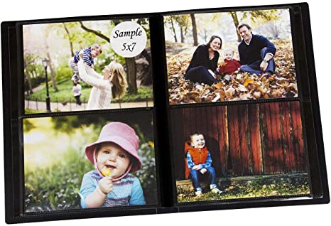 Portfolio Photo Album Holds 200 Pictures - 5x7 Inch/Space Saver Album with Protective Poly Case