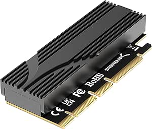 SABRENT M.2 NVMe zu PCIe x16 Adapter für Gen5 SSDs PCIe 5.0, Werkzeuglose Zusatzkarte mit Aluminium-Kühlkörper (EC-TFPE)